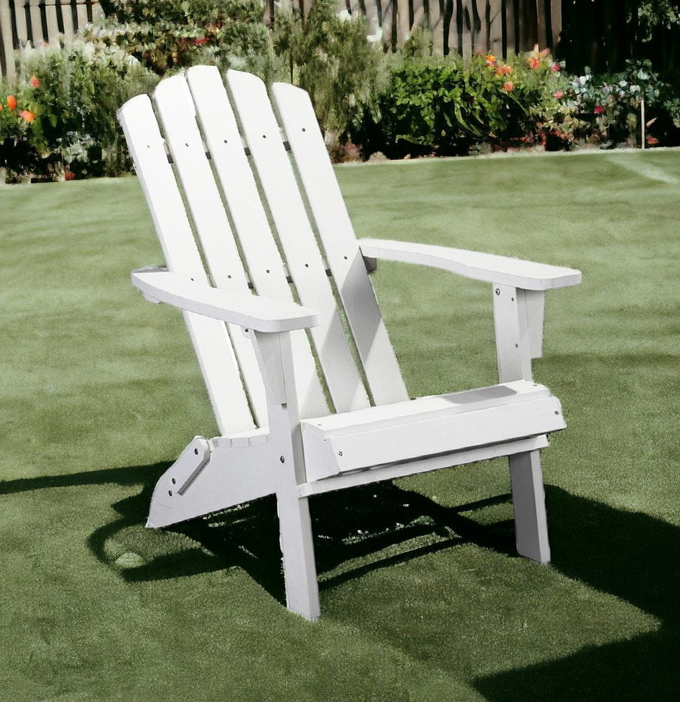 29" White Heavy Duty Plastic Indoor Outdoor Adirondack Chair