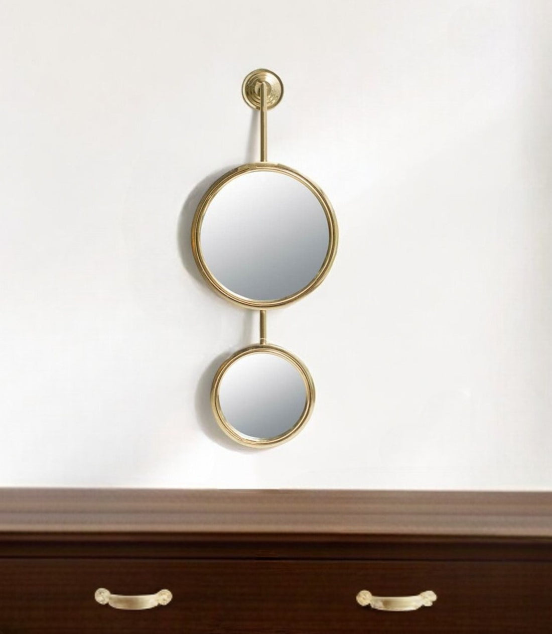 29" Gold Round Iron Framed Accent Mirror