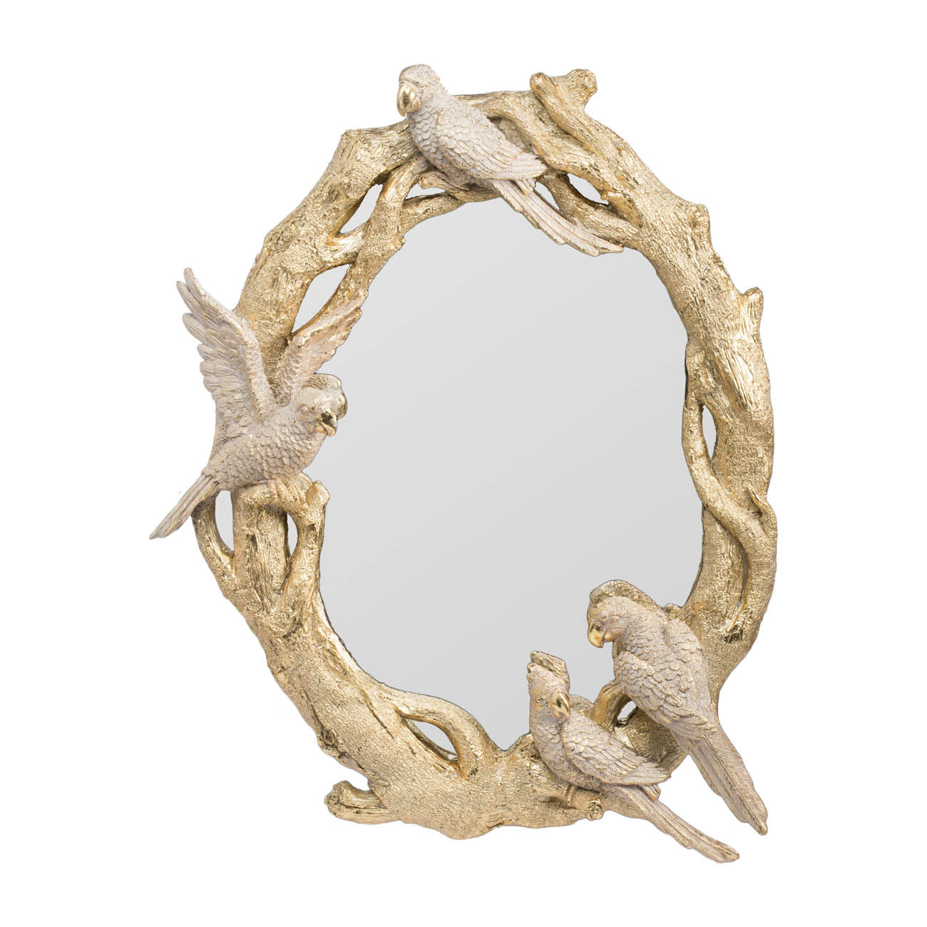 22" Gold Birds and Branches Resin Framed Accent Mirror