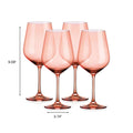 Set of Four Coral Crystal Balloon Bowl Stemmed Red Wine Glass