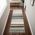 8' Gray Southwest Geometric Stain Resistant Runner Rug
