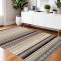 4' X 6' Gray Brown And Ivory Geometric Area Rug