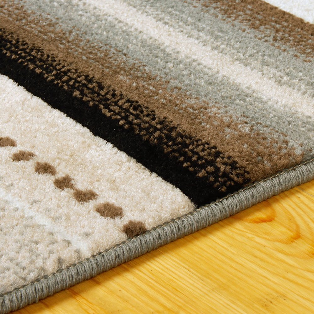 5' X 8' Gray Brown And Ivory Geometric Area Rug