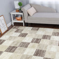 4' X 6' Beige And Brown Geometric Area Rug