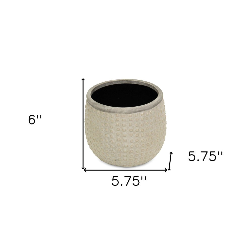 6" Beige Dot Ceramic Indoor Outdoor Round Pot Planter