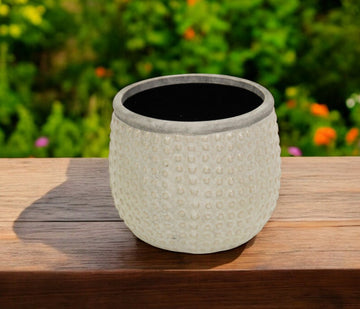 6" Beige Dot Ceramic Indoor Outdoor Round Pot Planter