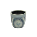 6" Aqua Striped Ceramic Indoor Outdoor Round Pot Planter