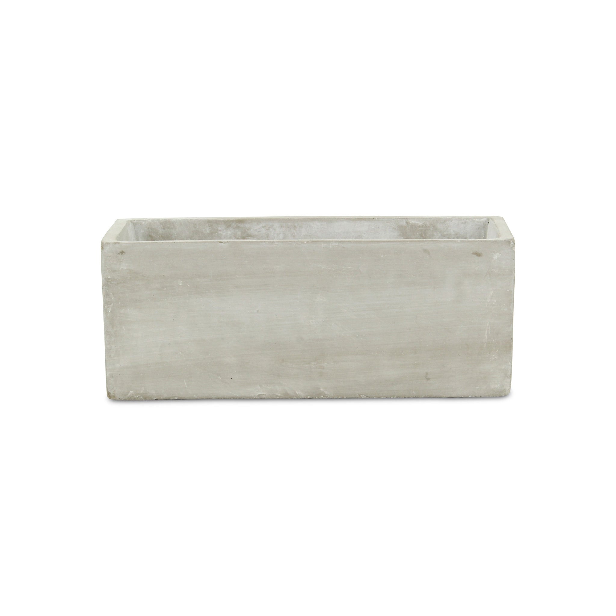 9" Light Gray Cement Indoor Outdoor Rectangular Pot Planter