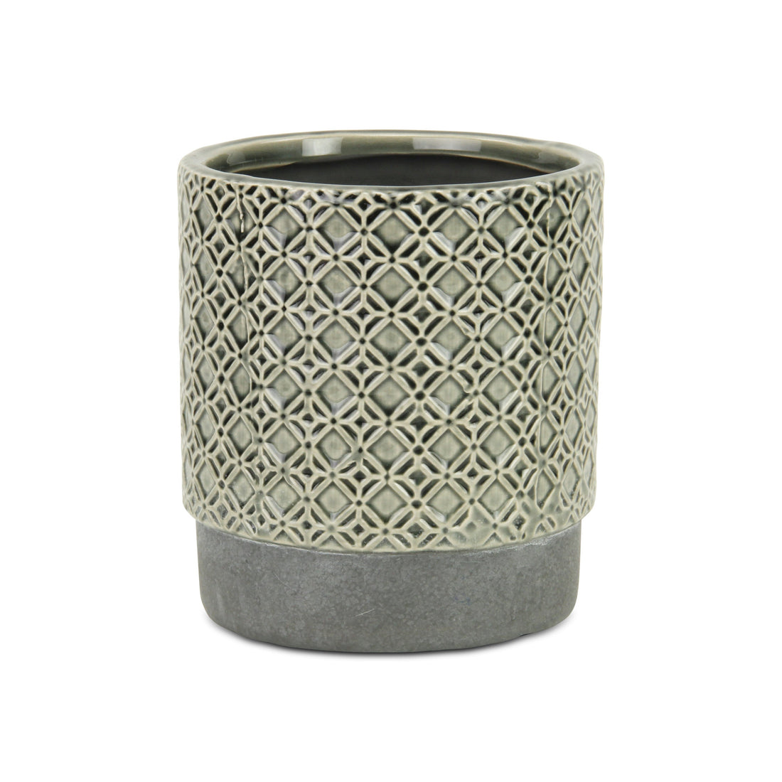 6" Gray Geometric Ceramic Indoor Outdoor Round Pot Planter