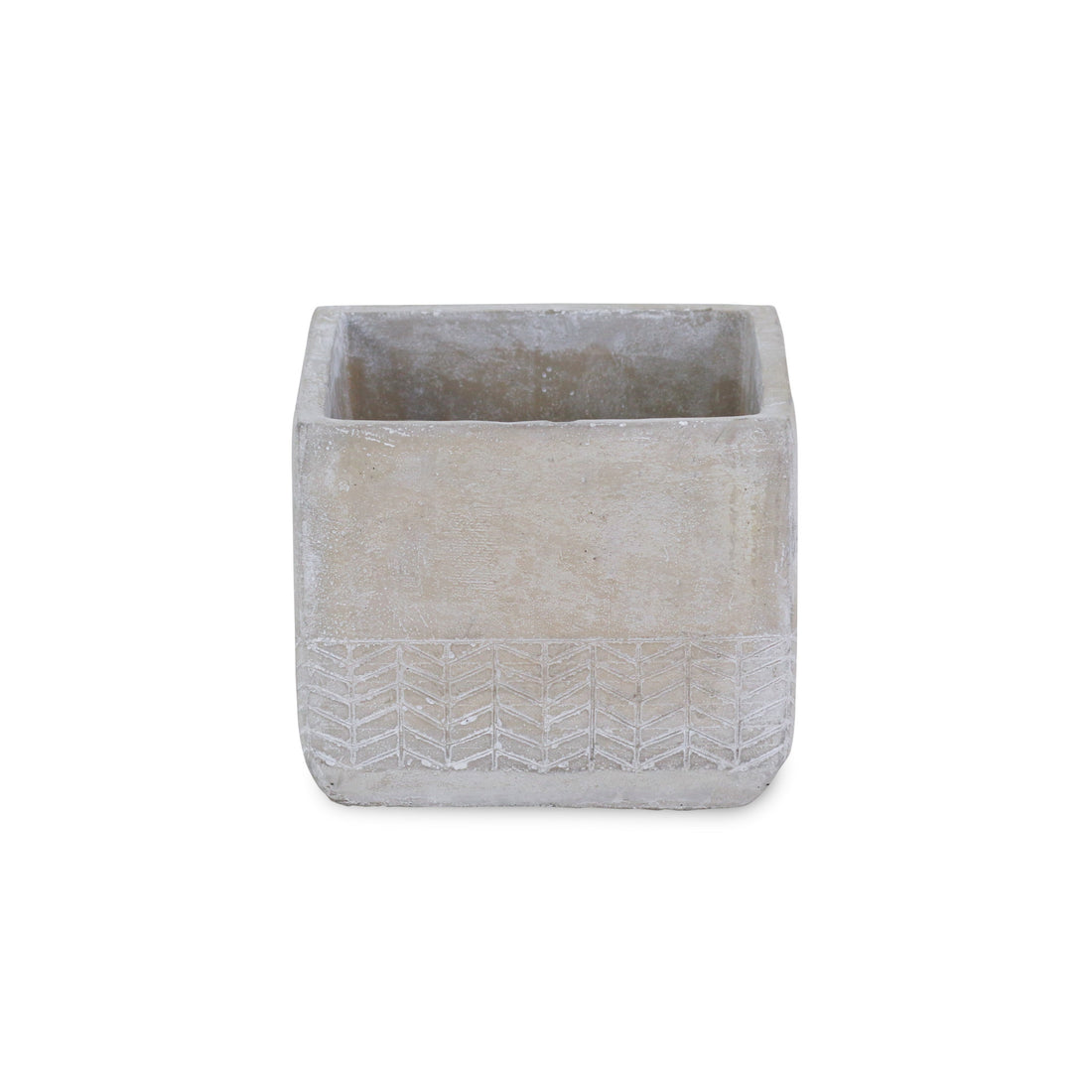 6" Light Gray Chevron Cement Indoor Outdoor Square Pot Planter