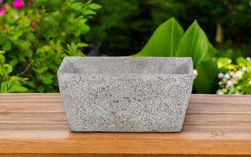 9" Gray Speckle Glaze Cement Indoor Outdoor Rectangular Pot Planter