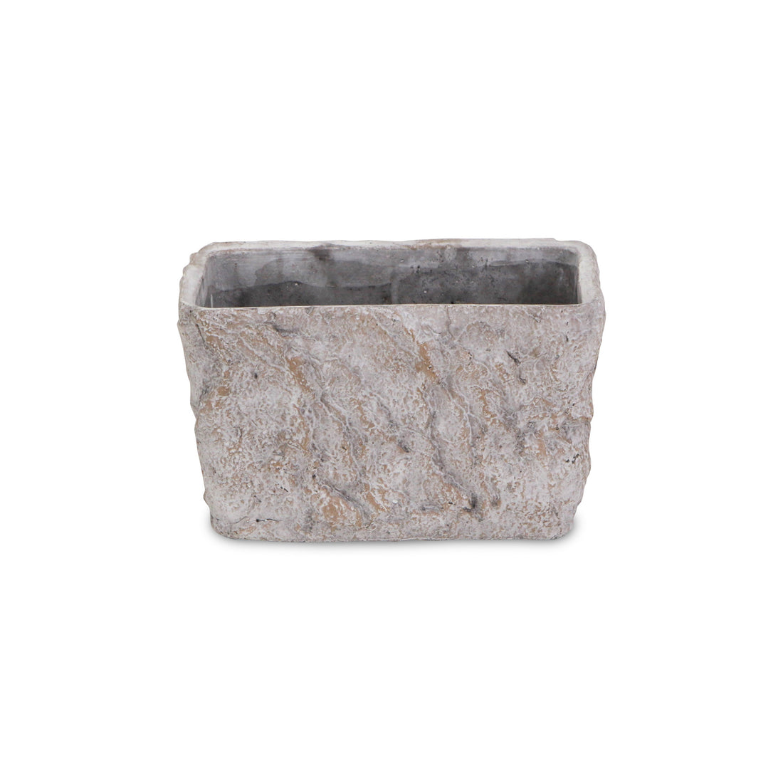 9" Gray Speckle Glaze Cement Indoor Outdoor Rectangular Pot Planter