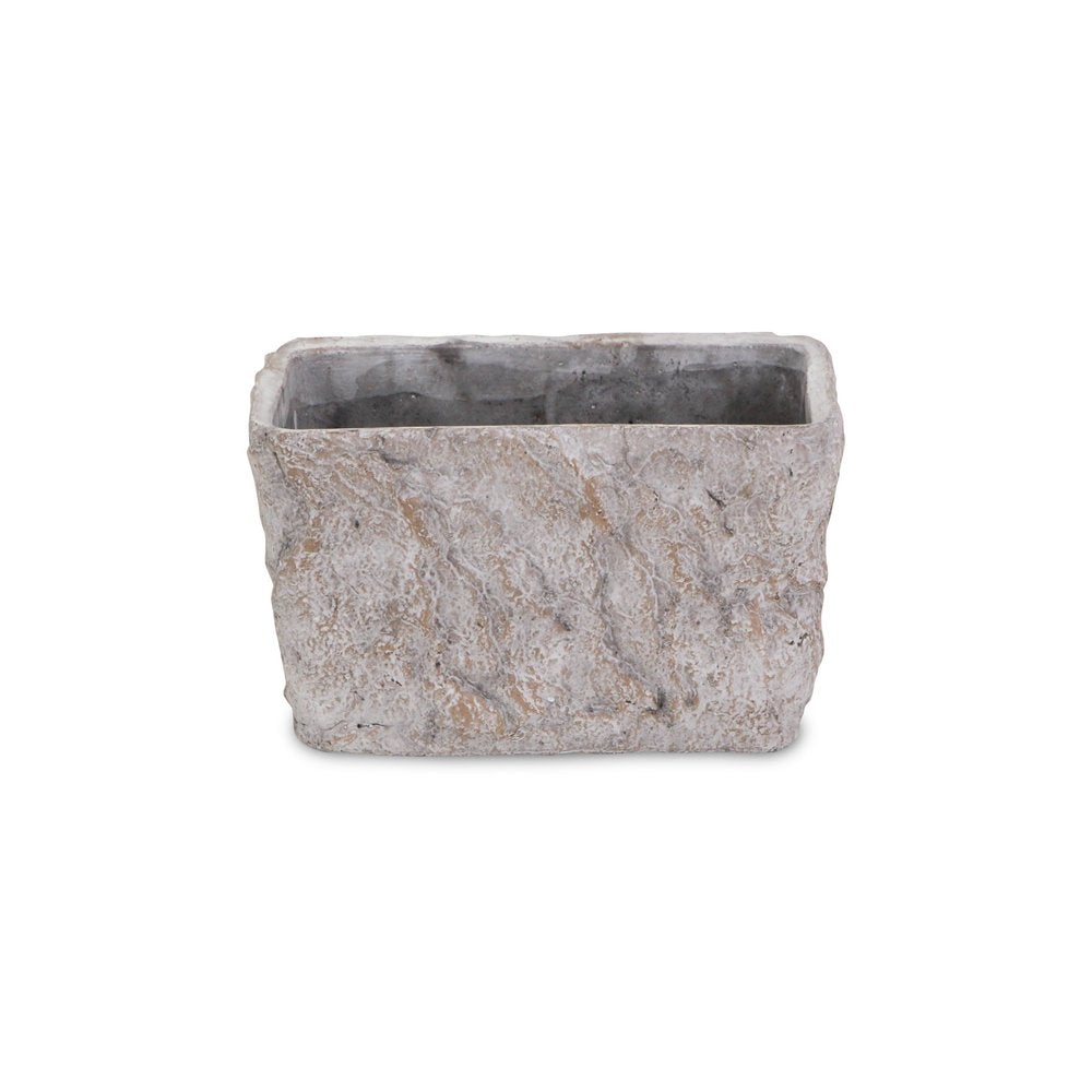 9" Gray Speckle Glaze Cement Indoor Outdoor Rectangular Pot Planter