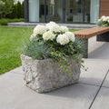 9" Gray Speckle Glaze Cement Indoor Outdoor Rectangular Pot Planter
