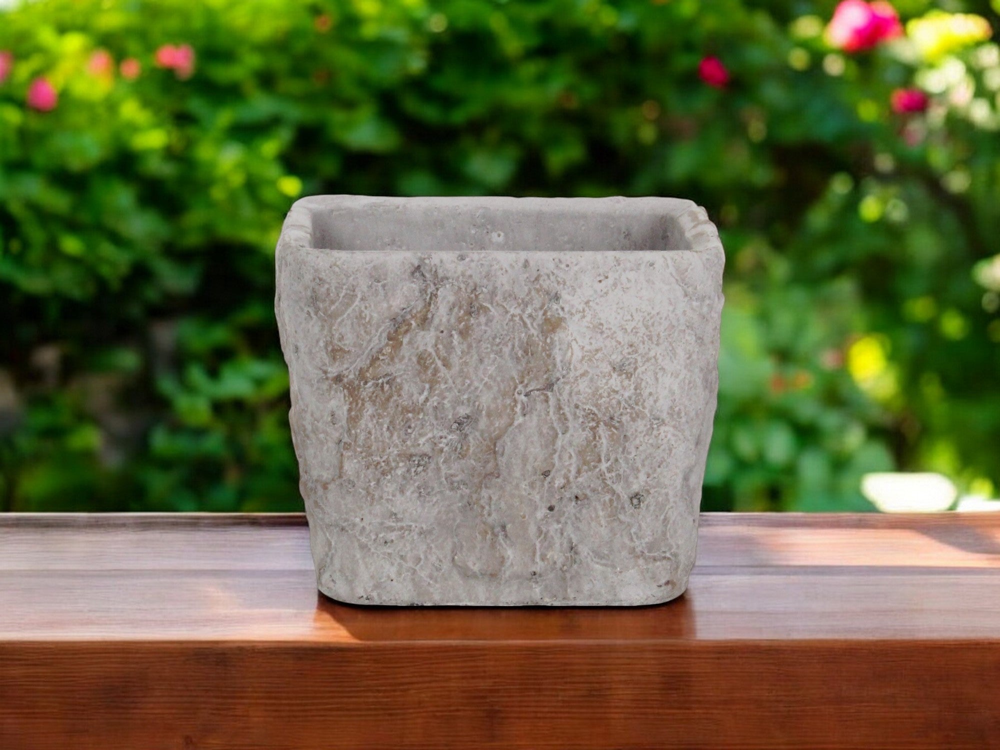 7" Gray Speckle Glaze Cement Indoor Outdoor Square Pot Planter