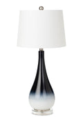 Set Of Two 31" Black And White Glass Table Lamps With White Empire Shade