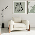 45" Cream And Brown Sherpa Arm Chair