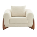 45" Cream And Brown Sherpa Arm Chair