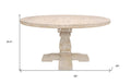 58" Natural Rounded Solid Wood Pedestal Base Dining Table