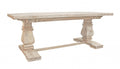 81" Antiqued White Solid Wood Trestle Base Dining Table
