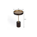 22" Black And Rosegold Solid Wood Round End Table