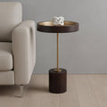 22" Black And Rosegold Solid Wood Round End Table