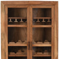 42" Brown Solid Wood And Glass Bar Cabinet With Four Shelves