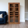 42" Brown Solid Wood And Glass Bar Cabinet With Four Shelves