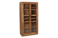 42" Brown Solid Wood And Glass Bar Cabinet With Four Shelves