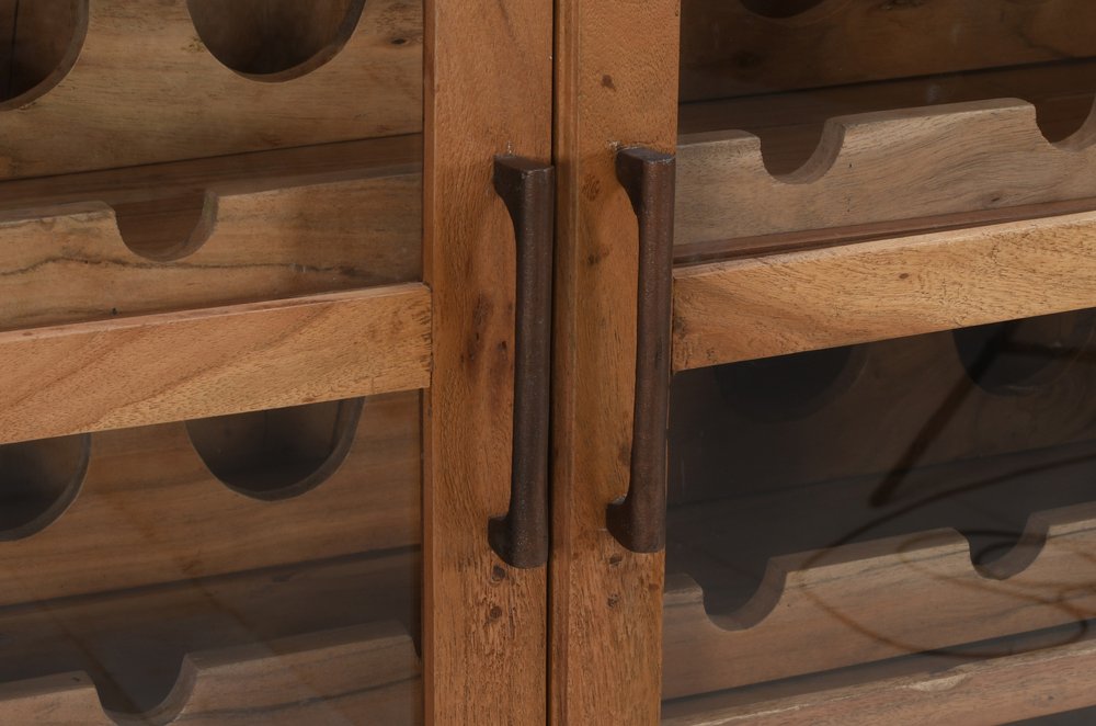 42" Brown Solid Wood And Glass Bar Cabinet With Four Shelves