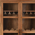 42" Brown Solid Wood And Glass Bar Cabinet With Four Shelves