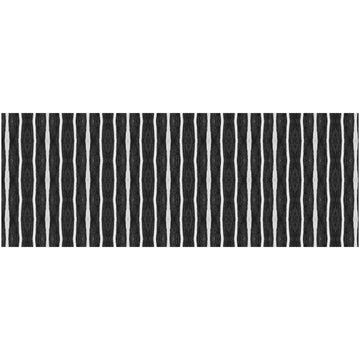 2' X 5' Black And White Modern Stripe Printed Vinyl Area Rug with UV Protection