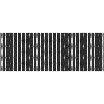 2' X 5' Black And White Modern Stripe Printed Vinyl Area Rug with UV Protection