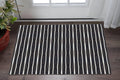 2' X 4' Black And White Modern Stripe Printed Vinyl Area Rug with UV Protection