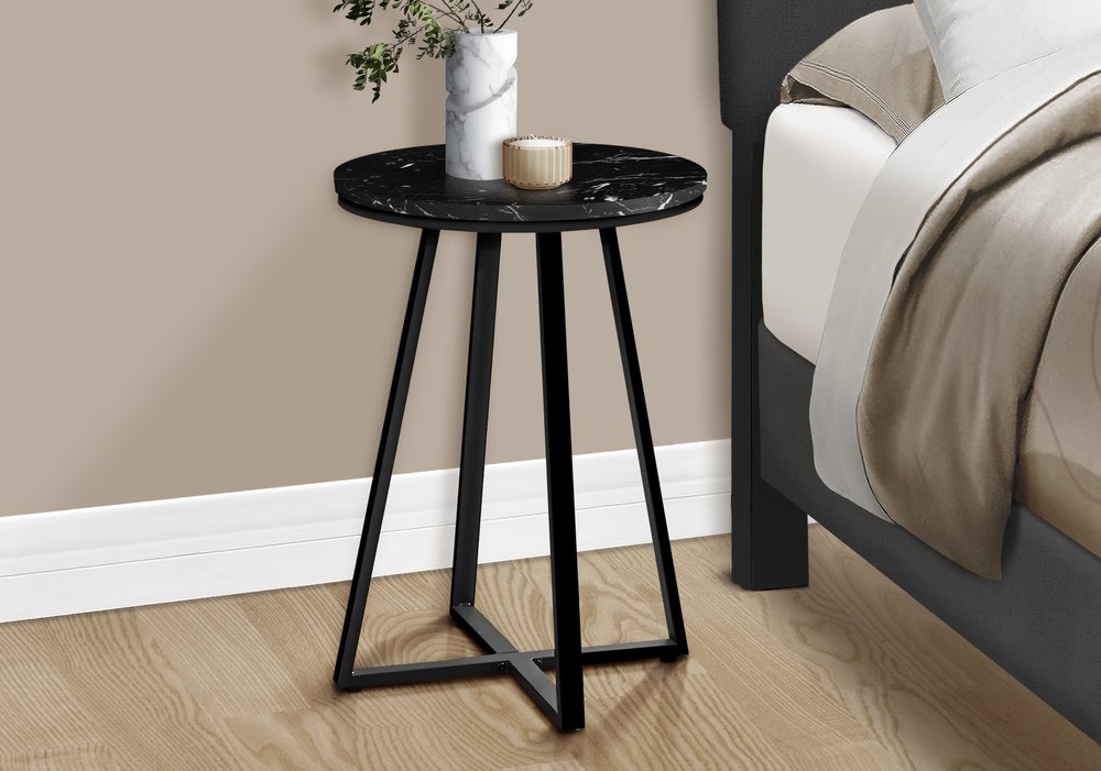 22" Black Round End Table