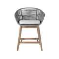 38" Light Gray Solid Wood Low back Outdoor Bar Height chair with Footrest