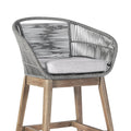 43" Gray Solid Wood Low back Outdoor Bar Height chair with Footrest