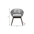 27" Gray Solid Wood Outdoor Dining Chair with Gray Cushion