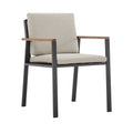 Set of Two 22" Light Gray Solid Wood Outdoor Dining Chair with Taupe Cushion