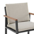 Set of Two 22" Light Gray Solid Wood Outdoor Dining Chair with Taupe Cushion