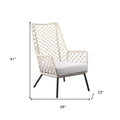 26" Gray Metal Outdoor Dining Chair with Gray Cushion