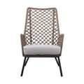 26" Gray Metal Outdoor Arm Chair with Gray Cushion