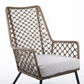 26" Gray Metal Outdoor Arm Chair with Gray Cushion