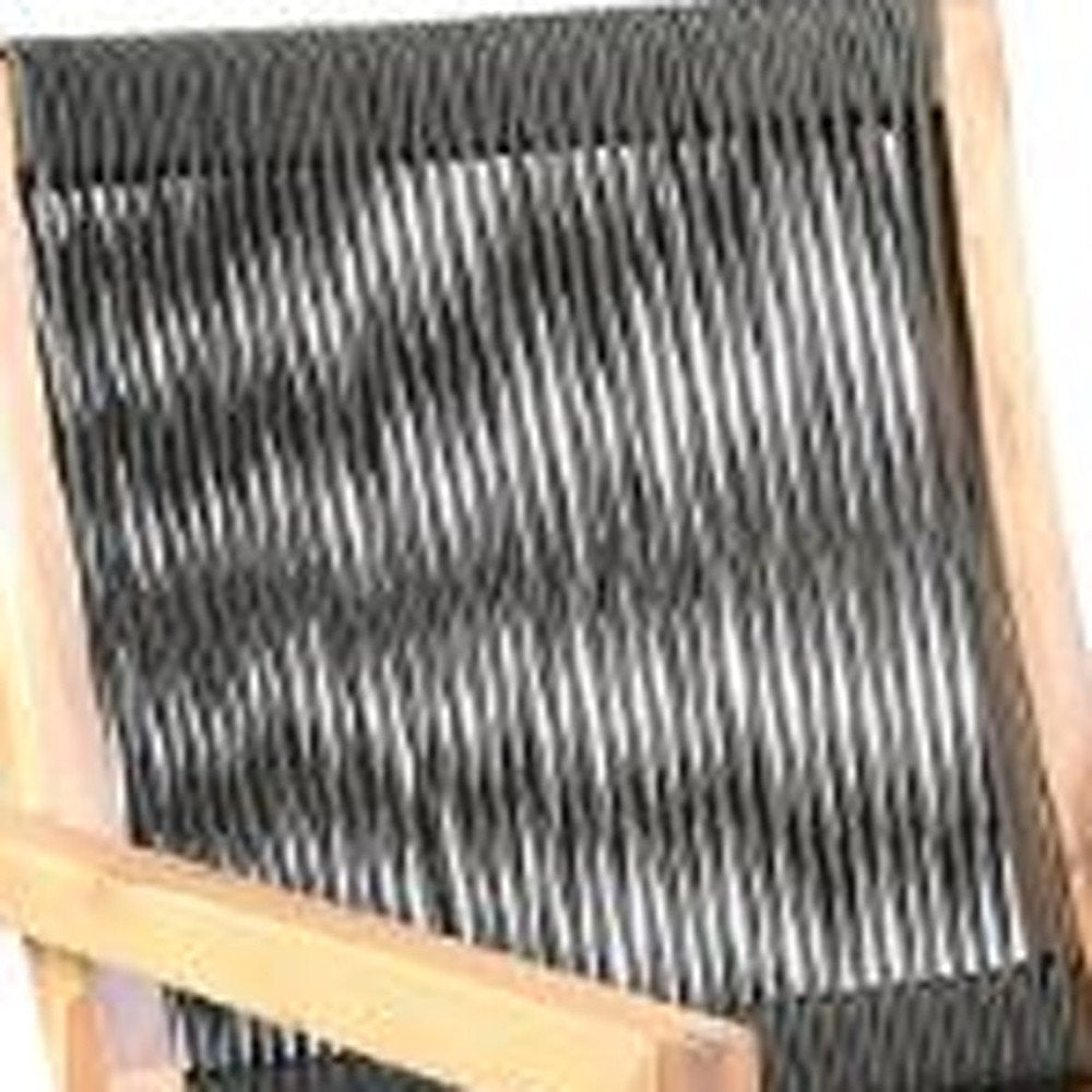 Set of Two 23" Charcoal and Natural Wood Solid Wood Outdoor Arm Chair