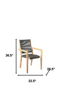 Set of Two 23" Charcoal and Natural Wood Solid Wood Outdoor Arm Chair