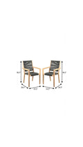 Set of Two 23" Charcoal and Natural Wood Solid Wood Outdoor Arm Chair