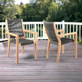 Set of Two 23" Charcoal and Natural Wood Solid Wood Outdoor Arm Chair