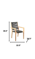 Set of Two 23" Charcoal and Natural Wood Solid Wood Outdoor Arm Chair