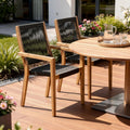 Set of Two 23" Charcoal and Natural Wood Solid Wood Outdoor Arm Chair