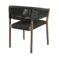Set of Two 26" Black and Natural Wood Solid Wood Outdoor Dining Chair